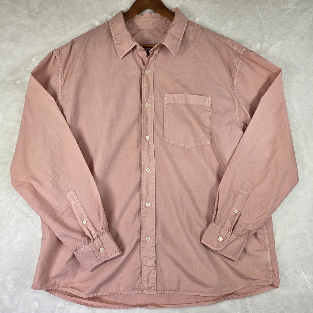 American Eagle Everyday Poplin Pink Men's Button Up Shirt Collared  Size XL
